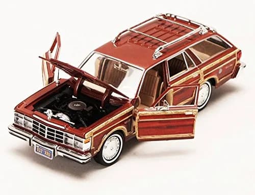 Motormax 1/24 Scale Diecast Model Car Chrysler LeBaron Town & Country Wagon, Red with Woodie Siding | 8" Length, Opening Doors & Hood thumbnail 4
