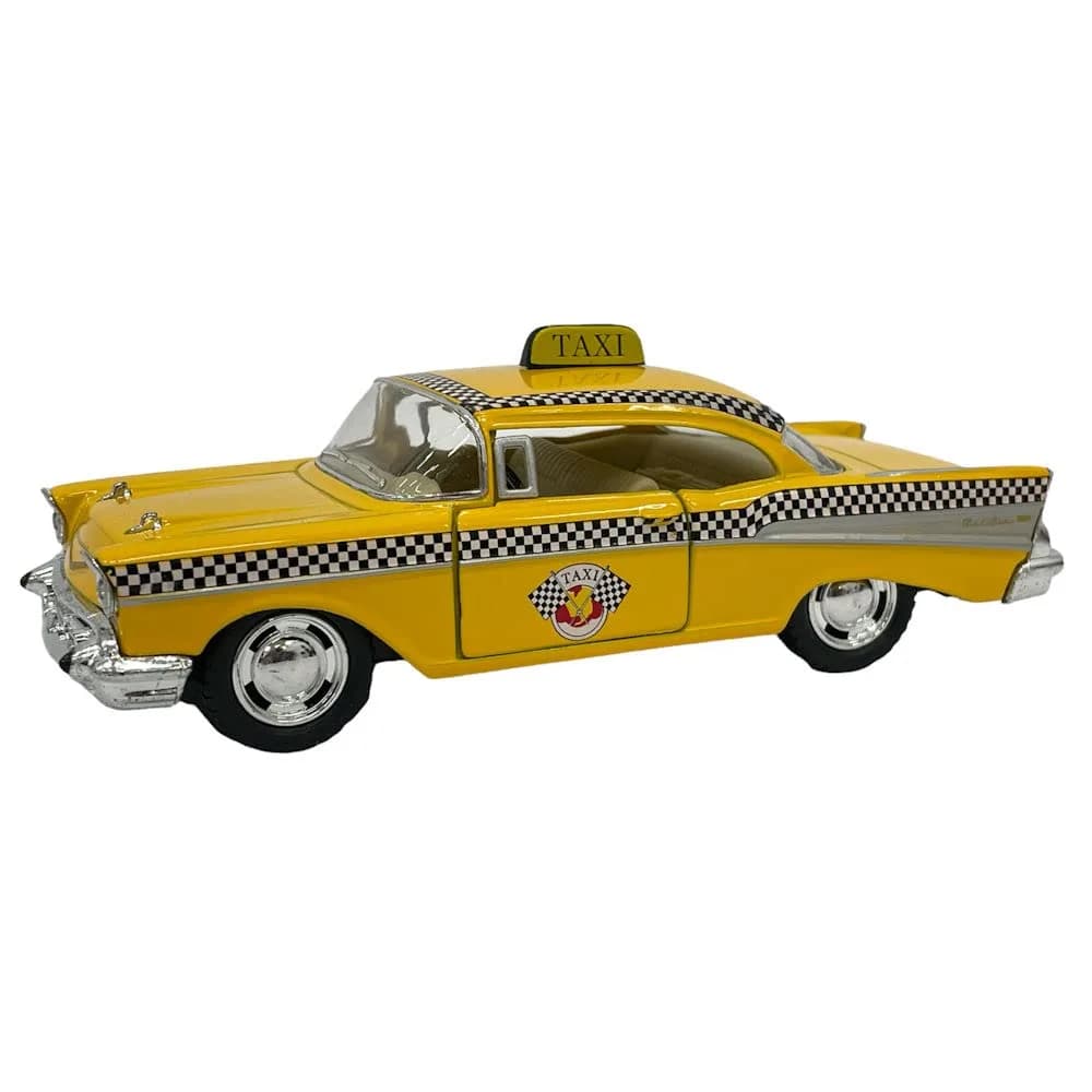 KiNSMART 1957 Chevy Bel Air Coupe 1:40 Scale 5" Die Cast Metal Classic Toy Car (Taxi) | Authentic Miniature with Pull-Back Action - main product image