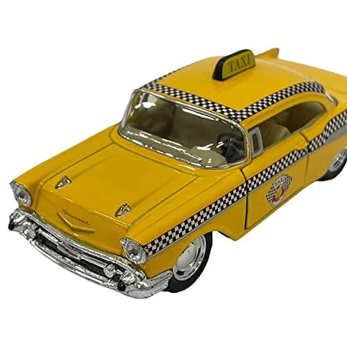 KiNSMART 1957 Chevy Bel Air Coupe 1:40 Scale 5" Die Cast Metal Classic Toy Car (Taxi) | Authentic Miniature with Pull-Back Action thumbnail 3