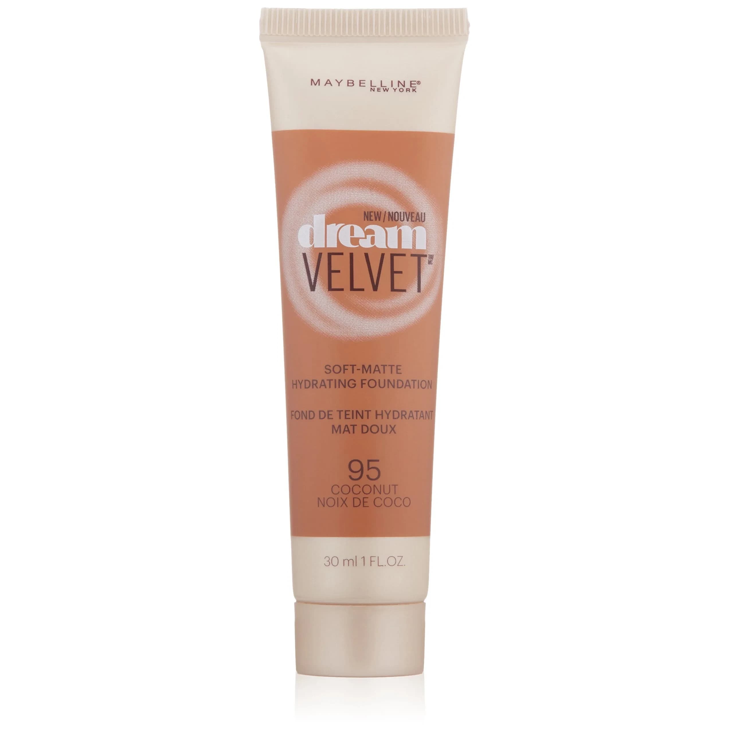 Maybelline New York Dream Velvet Soft-Matte Hydrating Foundation Caramel 29.57 ml (1 fl. oz.) | Hydrates for 12 Hours — Cocoa Coconut