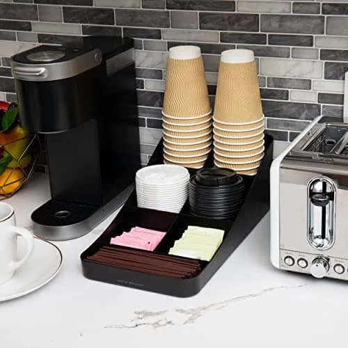 Mind Reader Countertop Condiment Station Organizer with 7 Compartments | Black, 7.25"L x 15.5"W x 5.25"H thumbnail 2