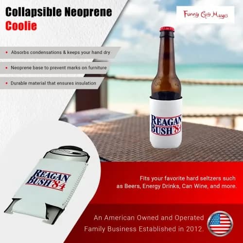 Funny Guy Mugs Reagan Bush '84 Collapsible Neoprene Can Coolie - Drink Cooler (12 oz) thumbnail 2