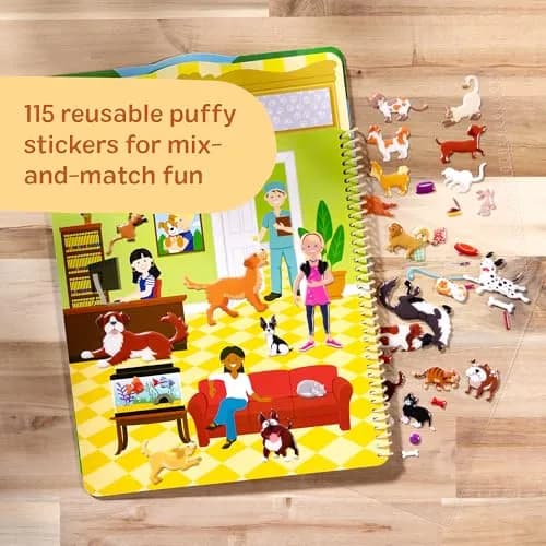 Melissa & Doug Pet Place Puffy Sticker Activity Book | Reusable Stickers & 10 Scenes thumbnail 3