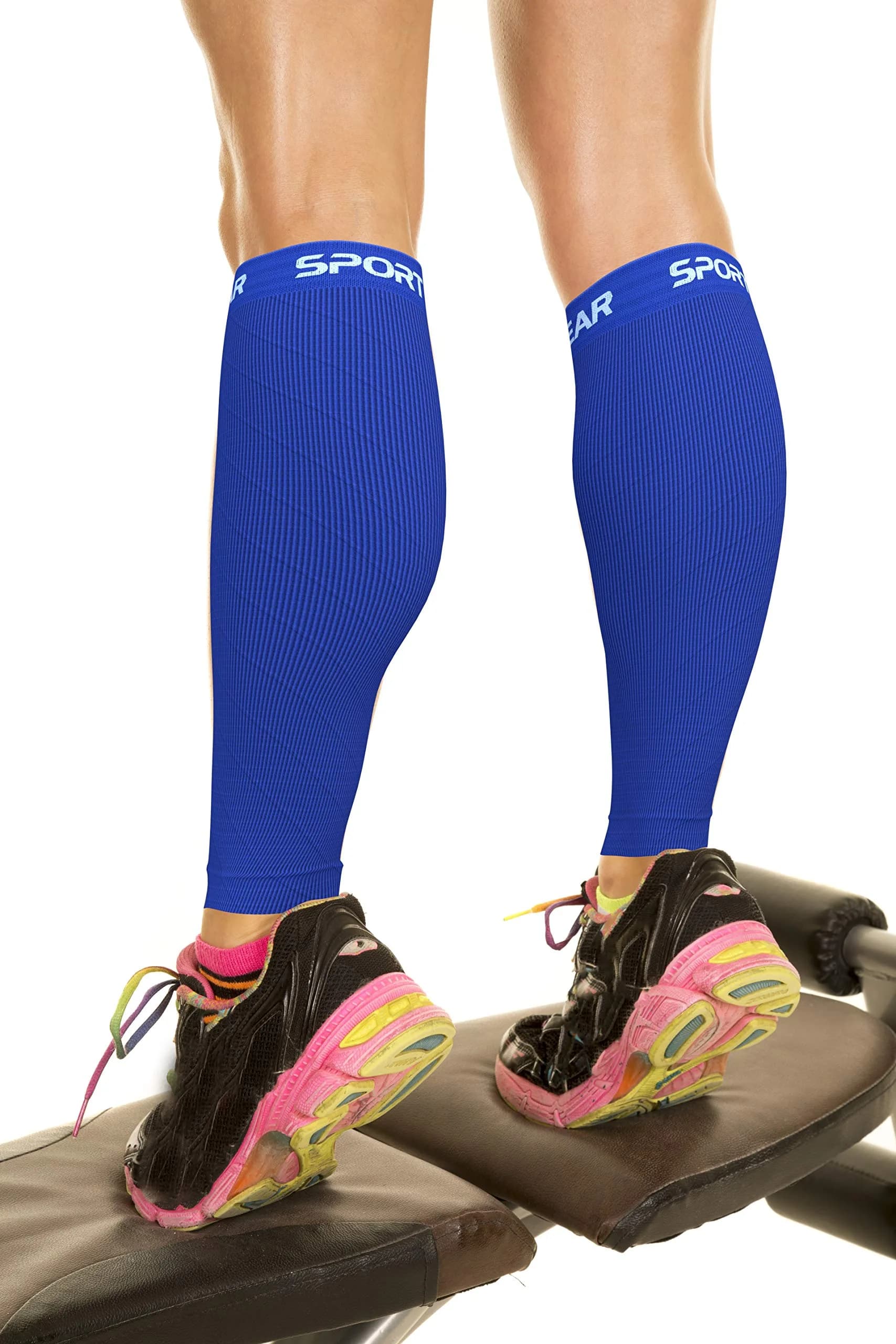 Physix Gear Sport Calf Compression Sleeves S/M Black | Graduated Compression — Blue / Small-Medium