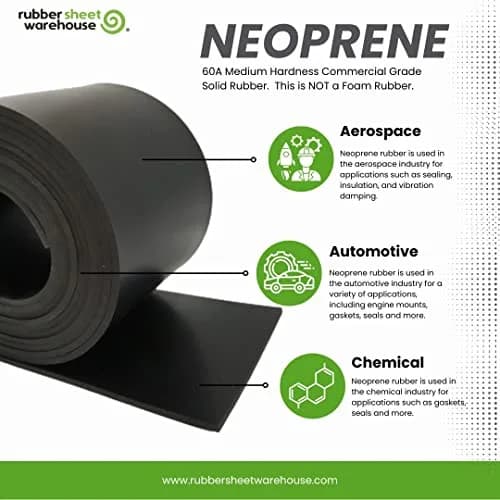 Rubber Sheet Warehouse Neoprene Rubber Sheet 3/32" x 3" x 10' (2.4mm x 76mm x 3.05m) | USA-Sourced Industrial Grade thumbnail 3