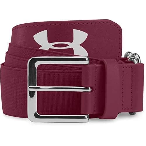 Under Armour Men's Baseball Belt Maroon (609) OSFA | Elastic Webbing with Polyurethane, 2" Width thumbnail 2