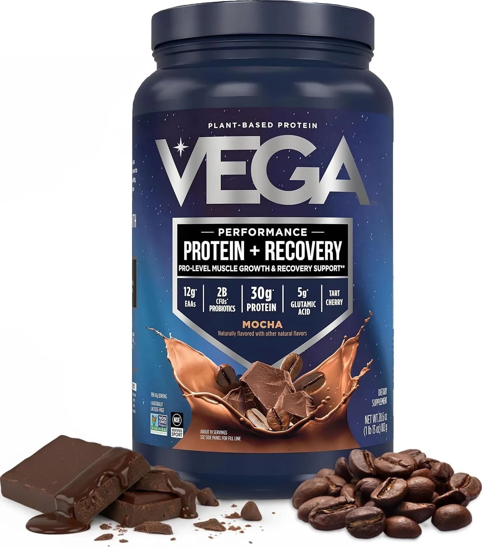 Vega Mocha protein powder tub Plant 19 servings