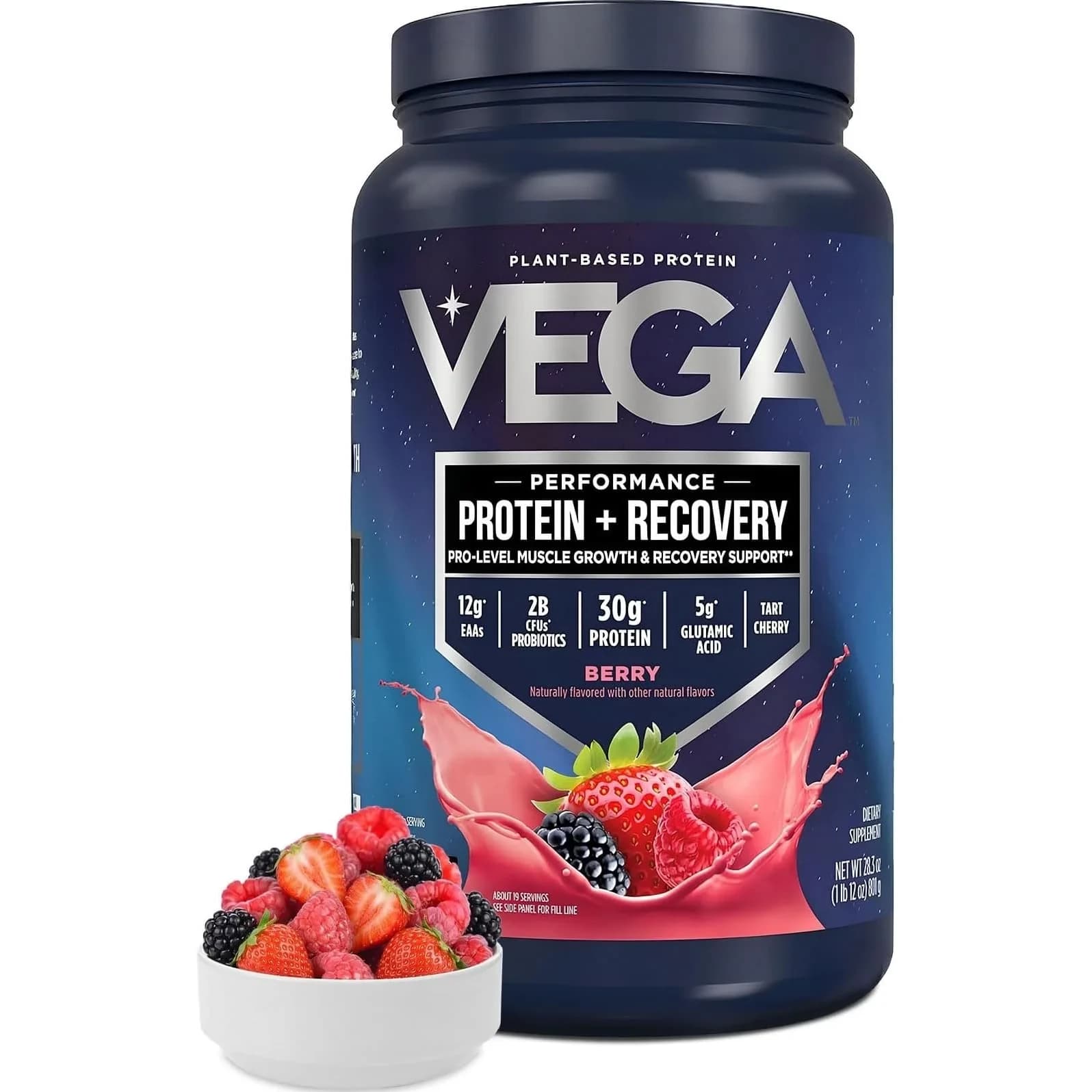Vega Berry protein powder tub Plant 19 servings