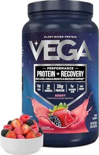 Vega Protein + Recovery Berry 816g (28.8 oz) - NSF Certified Plant-Based Protein for Muscle Recovery thumbnail 1