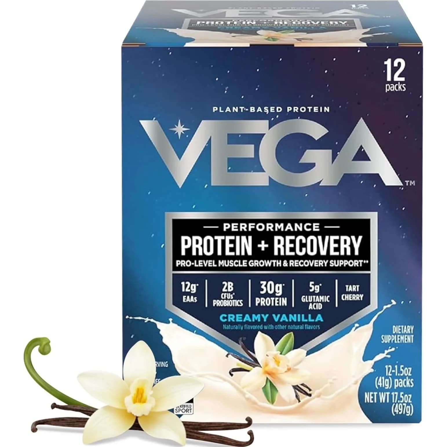 Vega Protein + Recovery Mocha 816g (28.8 oz) | NSF Certified Plant-Based Protein for Muscle Recovery — Vanilla