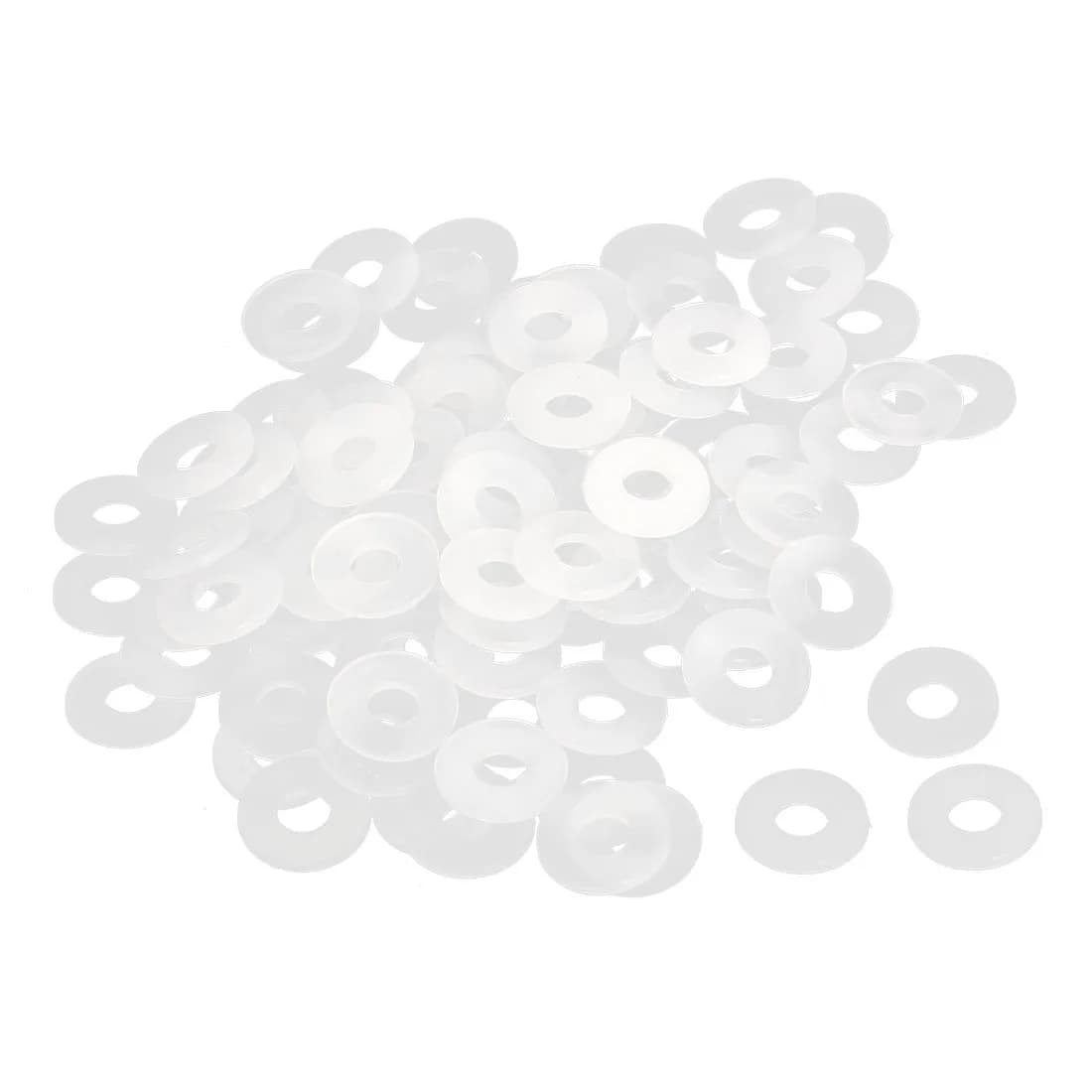 uxcell White Nylon Flat Washers M10 ID 20mm OD 2mm Thickness | Sealing Gasket for Faucet Pipe, Pack of 100 — White / 10mmxM4x1mm