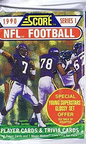 SCORE 1990 Score Series 1 NFL Football Trading Cards Wax Pack | 16 Cards Per Pack thumbnail 3