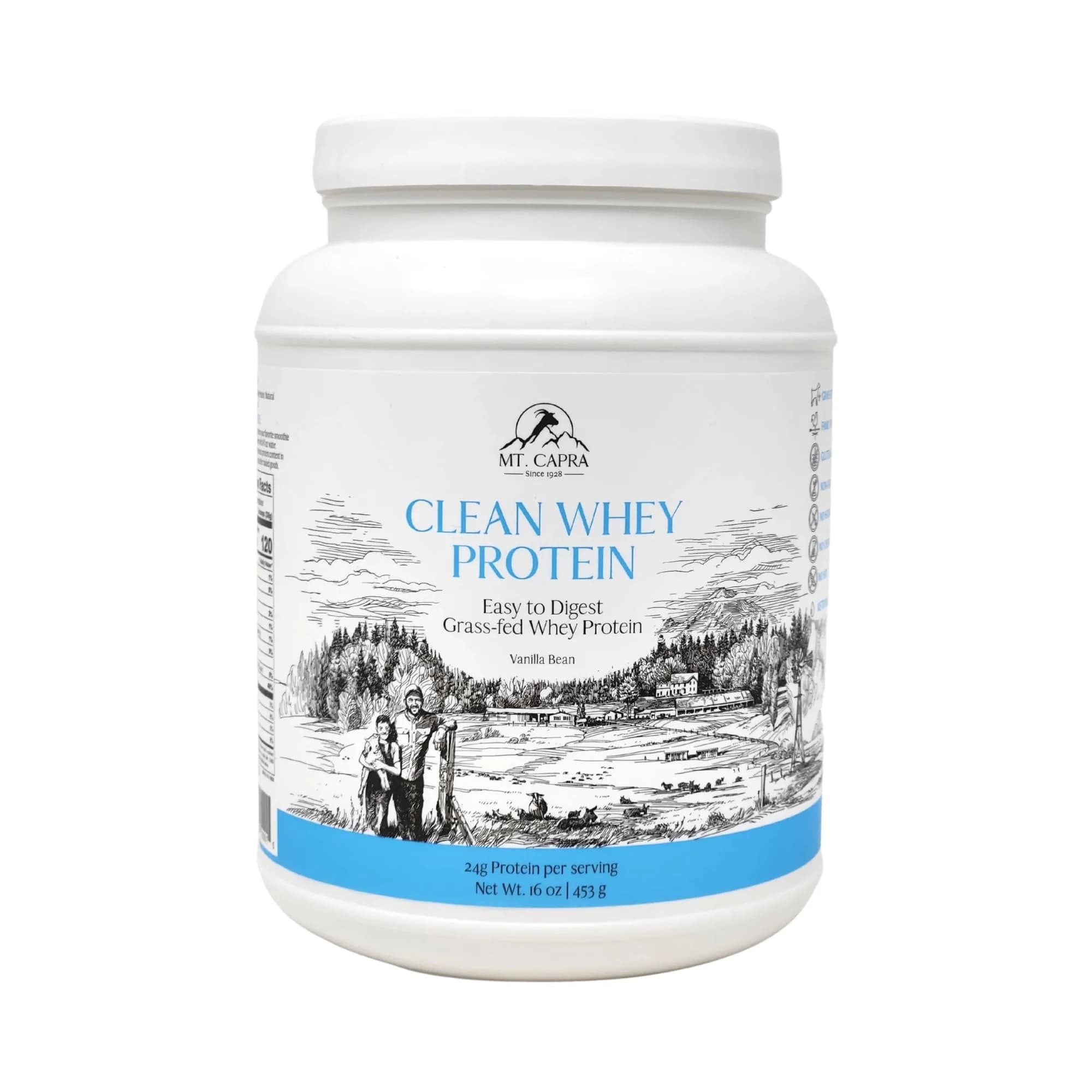 Mt. Capra Clean Whey Protein | 24 g Protein Per Serving | Vanilla Bean - main product image