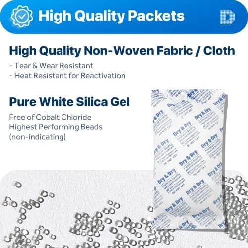 Dry & Dry Silica Gel Packets 300 Gram | Rechargeable Moisture Absorbers for Food & Electronics thumbnail 2