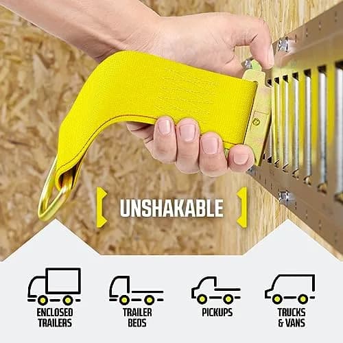 DC Cargo Mall E-Track Rope Tie-Offs, 2" x 6" Tie Down Straps - 10 Pack, with D Ring (3000Lbs Break Strength), E Tack Accessories for Load Securement in Pickups, Trailers, Trucks, Boats, Vans, Cars thumbnail 4