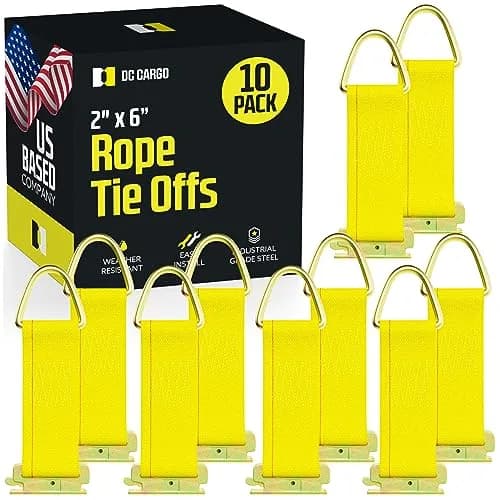 DC Cargo Mall E-Track Rope Tie-Offs, 2" x 6" Tie Down Straps - 10 Pack, with D Ring (3000Lbs Break Strength), E Tack Accessories for Load Securement in Pickups, Trailers, Trucks, Boats, Vans, Cars thumbnail 7