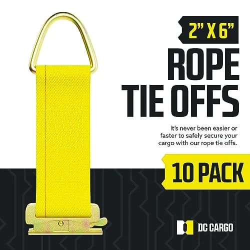 DC Cargo Mall E-Track Rope Tie-Offs, 2" x 6" Tie Down Straps - 10 Pack, with D Ring (3000Lbs Break Strength), E Tack Accessories for Load Securement in Pickups, Trailers, Trucks, Boats, Vans, Cars thumbnail 2
