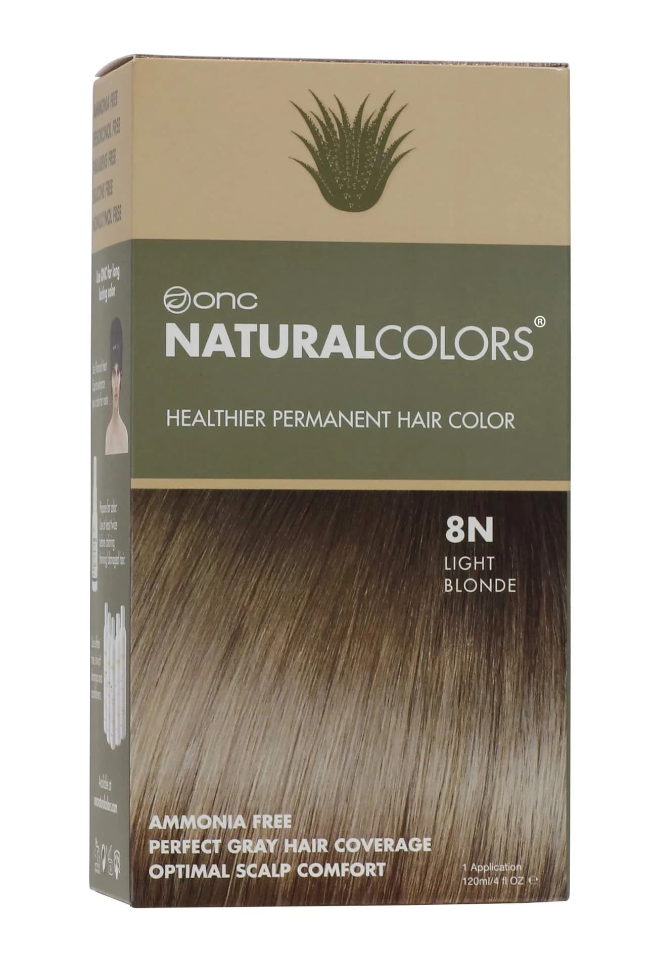ONC NATURALCOLORS 1N Black Hair Dye 120mL | Organic, Ammonia-Free, Gray Coverage — 8N LIGHT BLONDE