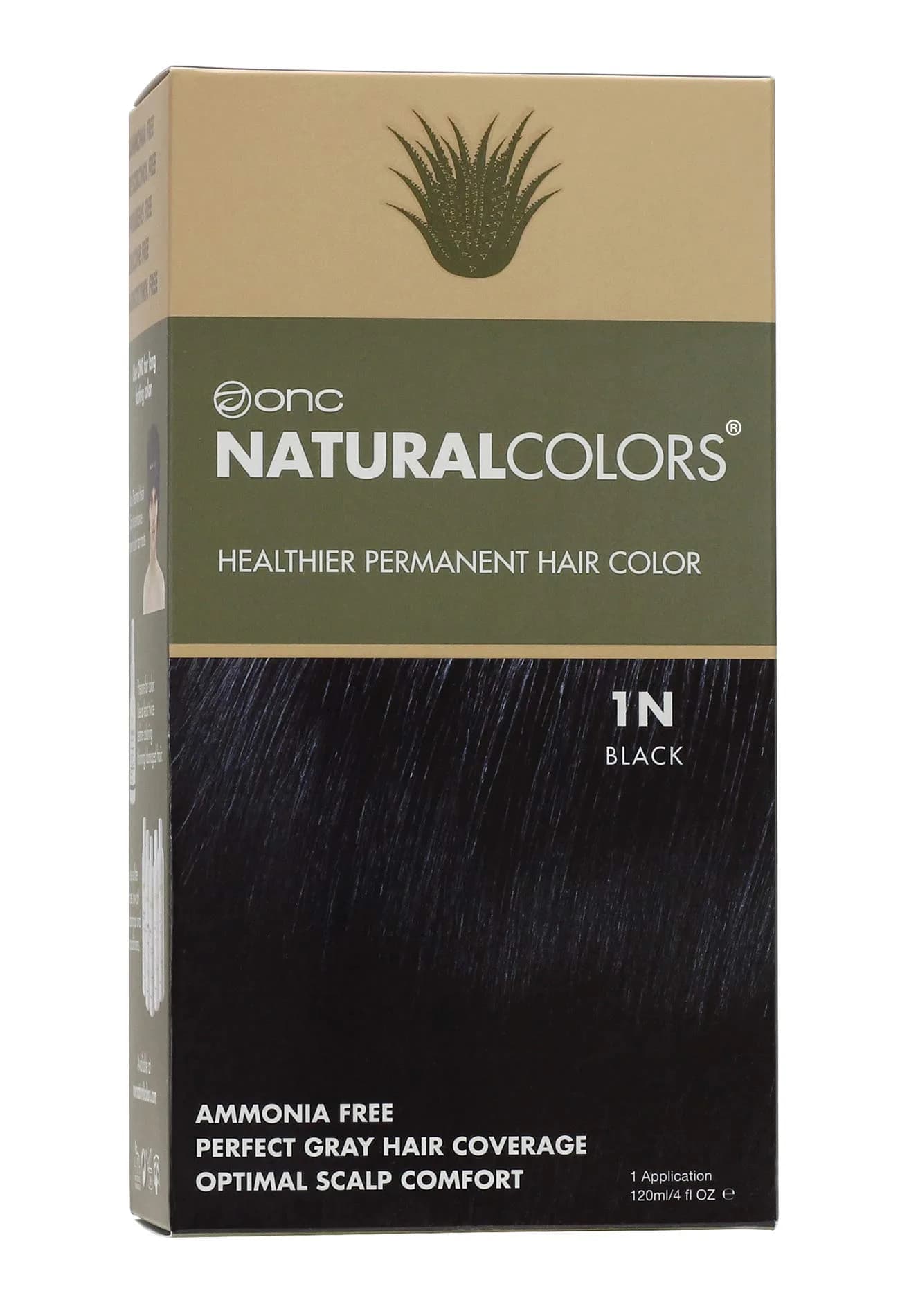 ONC NATURALCOLORS 1N Black Hair Dye 120mL | Organic, Ammonia-Free, Gray Coverage - main product image