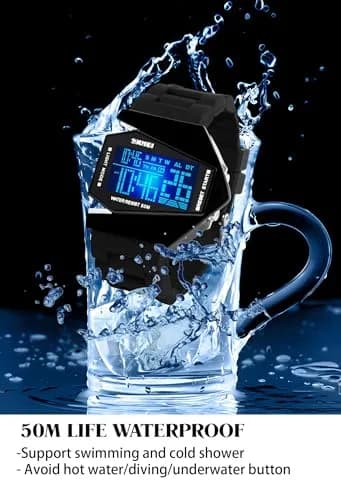 Gosasa Men Sports Military Watch 47mm Digital LED Light Water-Resistant (Black) thumbnail 5