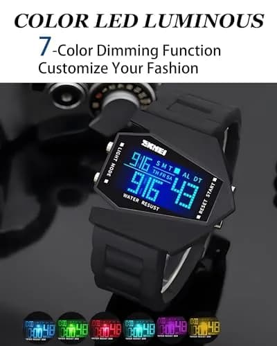 Gosasa Men Sports Military Watch 47mm Digital LED Light Water-Resistant (Black) thumbnail 6
