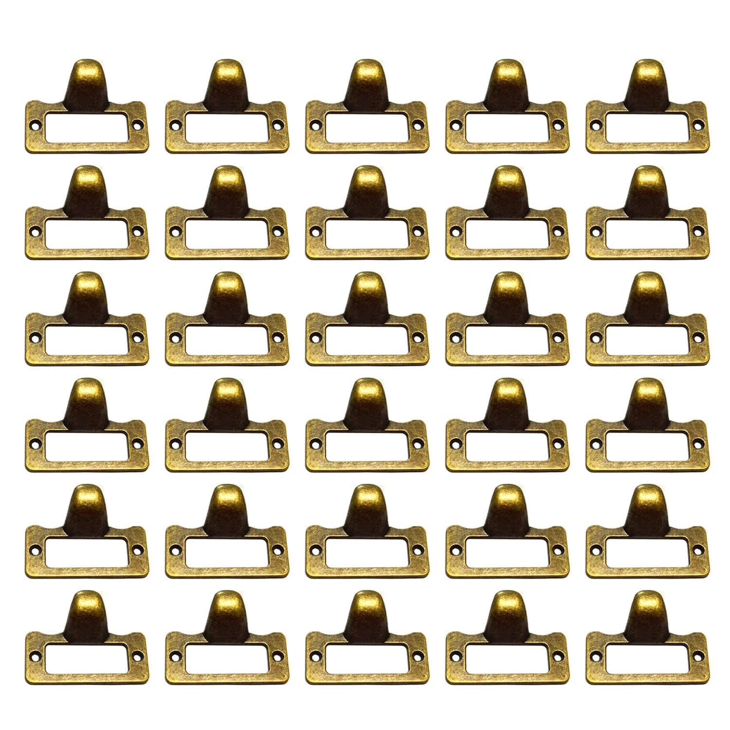 WEICHUAN Antique Bronze Card Catalog Drawer Pulls with Label Holder (30 Pack, 2.7cm x 4.8cm) - main product image
