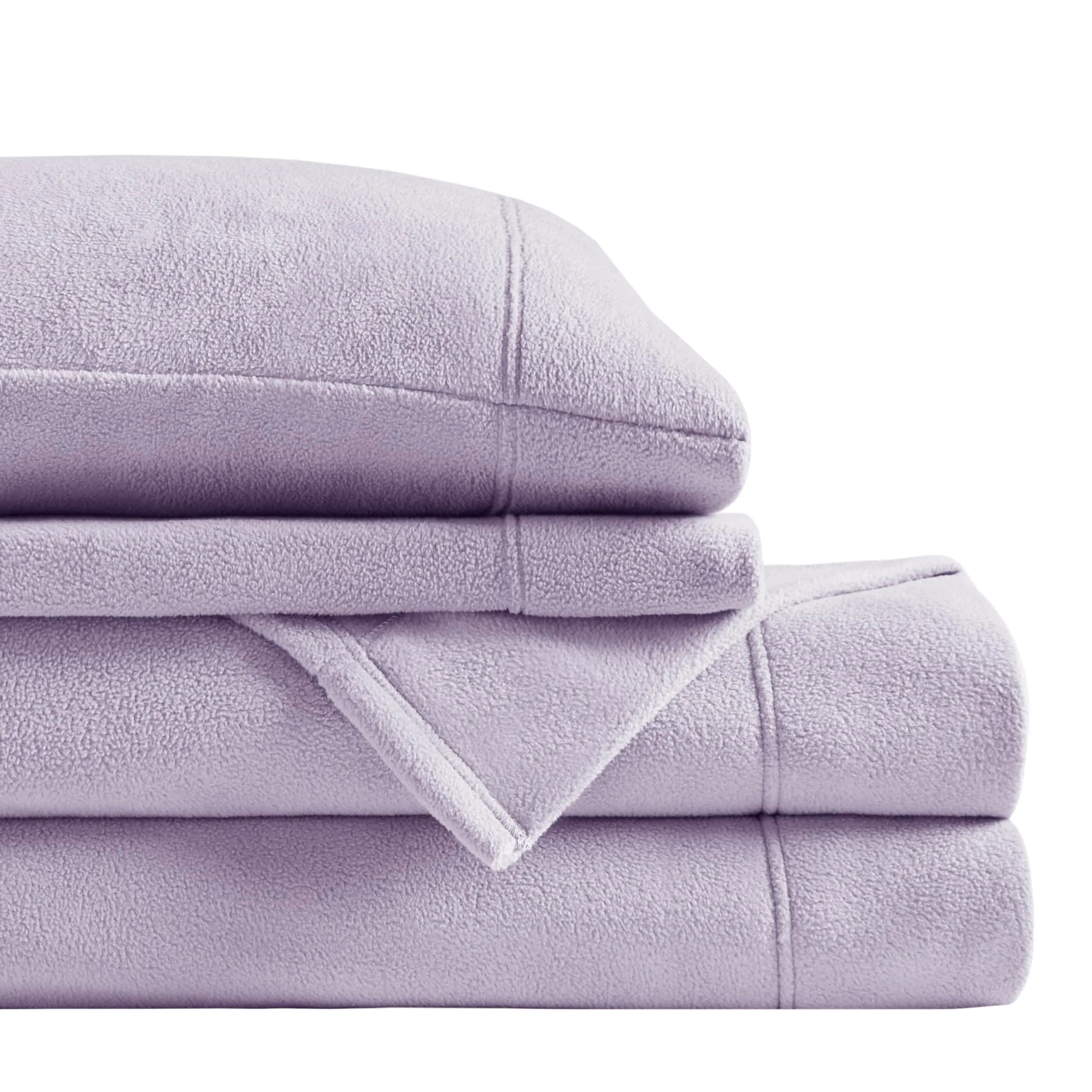 True North by Sleep Philosophy Micro Fleece Sheets Full Size Bed Set 4 Piece | Cozy Warmth & Softness — Lavender / Twin