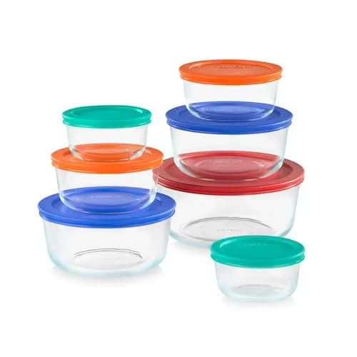 Pyrex Simply Store 7-Pack Glass Food Storage Containers Set with Lids 1.9L (7-Cup) | Airtight & Leak-Resistant for Kitchen & Pantry thumbnail 1