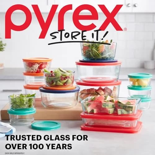 Pyrex Simply Store 7-Pack Glass Food Storage Containers Set with Lids 1.9L (7-Cup) | Airtight & Leak-Resistant for Kitchen & Pantry thumbnail 5