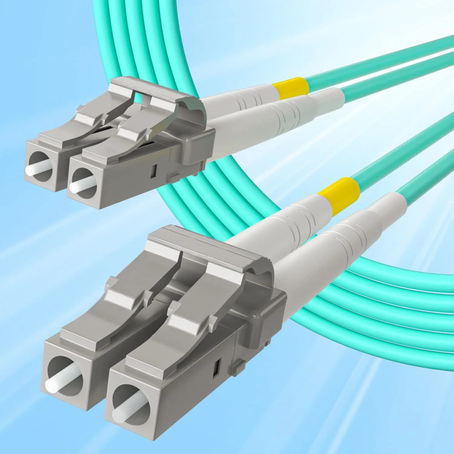 10Gtek OM3 LC-LC Duplex Fiber Patch Cable 10m (32.8ft) | 10Gbps Multi-Mode LSZH Cord, 4-Pack - main product image