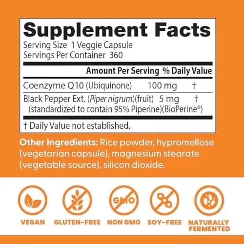 Doctor's Best High Absorption CoQ10 with BioPerine 100 mg 360 Veggie Capsules thumbnail 2