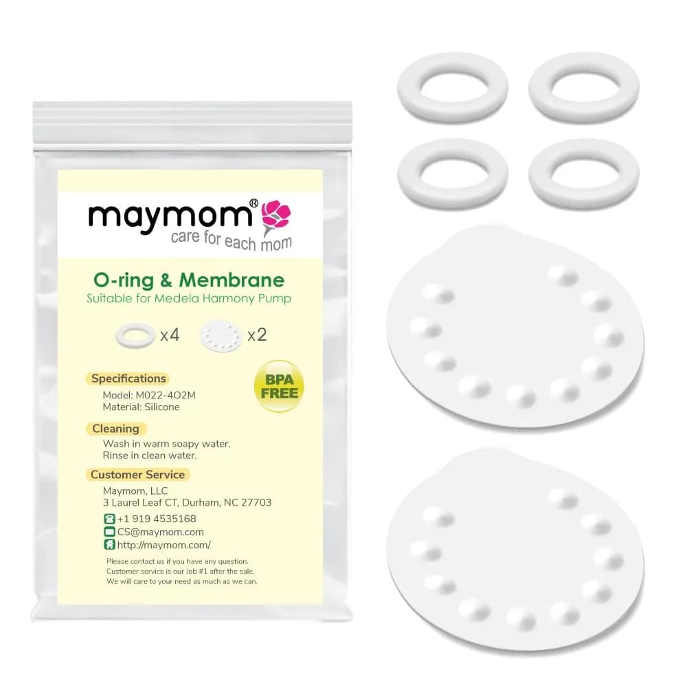 Maymom Replacement O-Rings & Membranes for Medela Harmony Manual Pump | 6 Count (4 O-Rings, 2 Membranes) - main product image