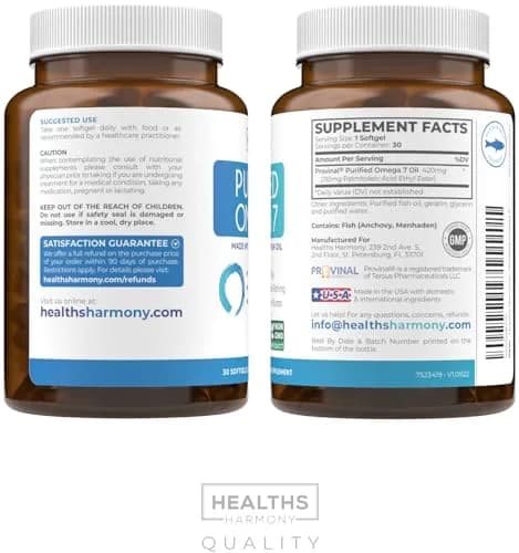 Healths Harmony Omega 7 Supplement 30 Softgels | Purity & Potency from Provinal (1 Month Supply) thumbnail 8