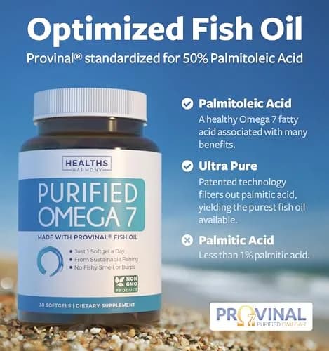 Healths Harmony Omega 7 Supplement 30 Softgels | Purity & Potency from Provinal (1 Month Supply) thumbnail 2