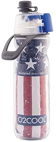 O2COOL Mist N Sip 20 oz (591 ml) Misting Reusable Sports Water Bottle Patriot | Keeps Cold 50% Longer thumbnail 1