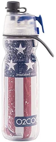 O2COOL Mist N Sip 20 oz (591 ml) Misting Reusable Sports Water Bottle Patriot | Keeps Cold 50% Longer thumbnail 2