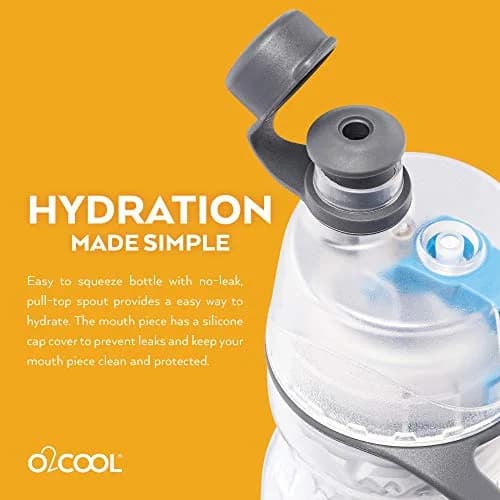 O2COOL Mist N Sip 20 oz Misting Sports Reusable Water Bottle Baseball | Insulated, BPA-Free, Leak-Proof thumbnail 3