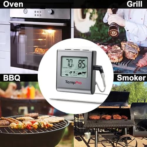 TempPro TP16 Large LCD Digital Meat Thermometer with Stainless Steel Probe | Cooks Meats Perfectly Every Time thumbnail 7