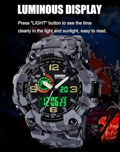 Gosasa Men's Multi-Function Military Sports Watch 51mm (2.01 in) | Dual Time Analog-Digital Alarm Chronograph thumbnail 5