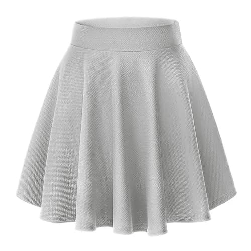 Urban CoCo Women's Basic Versatile Stretchy Flared Casual Mini Skater Skirt (Grey, M) | Comfortable & Stylish thumbnail 1
