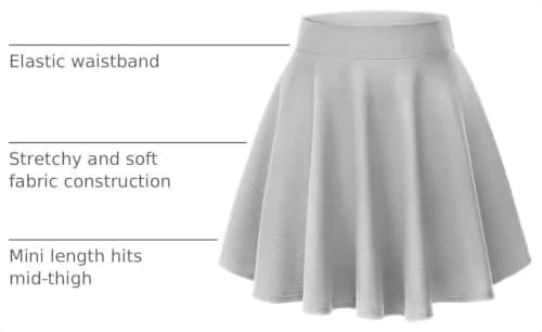 Urban CoCo Women's Basic Versatile Stretchy Flared Casual Mini Skater Skirt (Grey, M) | Comfortable & Stylish thumbnail 4