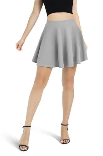 Urban CoCo Women's Basic Versatile Stretchy Flared Casual Mini Skater Skirt (Grey, M) | Comfortable & Stylish thumbnail 5