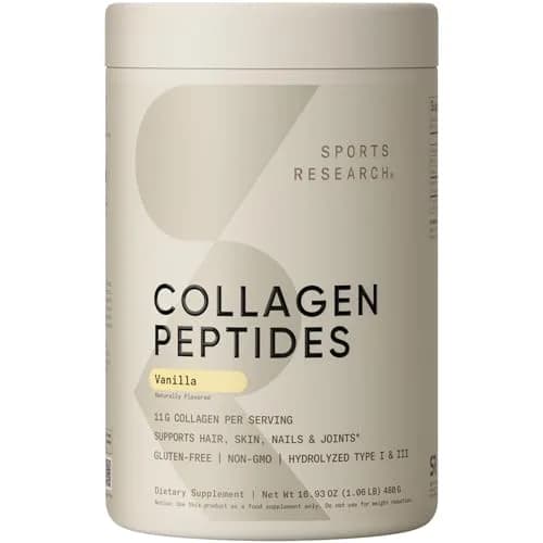 Sports Research Vanilla protein powder tub Collagen 40 servings