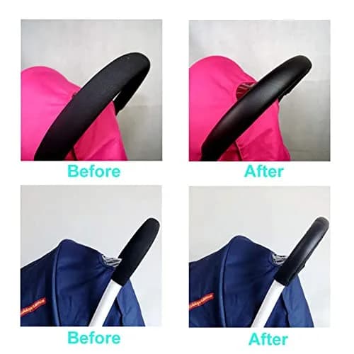 ROMIRUS PU Leather Handle Sleeve Cover for Babyzen YOYO2/YOYO+ Strollers, Black | Protects Original Handle thumbnail 7
