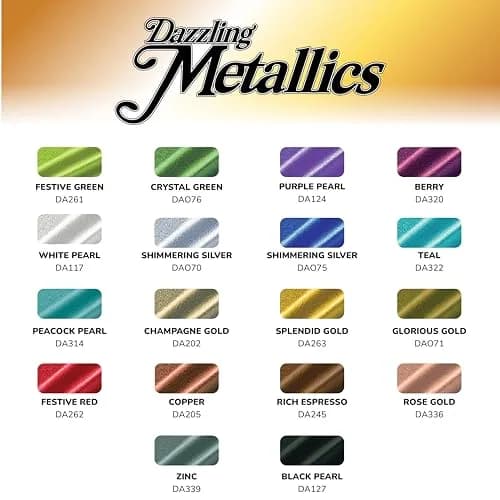 DecoArt Americana Acrylics Dazzling Metallics Paint Set 18 Colors 2 fl oz (50ml) Bottles | Non-Toxic Water-Based Craft Paint thumbnail 2