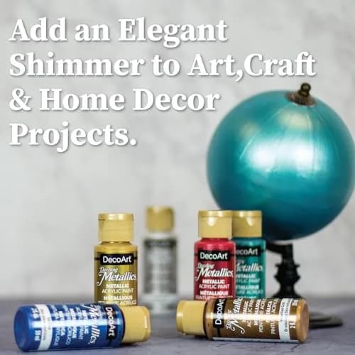DecoArt Americana Acrylics Dazzling Metallics Paint Set 18 Colors 2 fl oz (50ml) Bottles | Non-Toxic Water-Based Craft Paint thumbnail 3