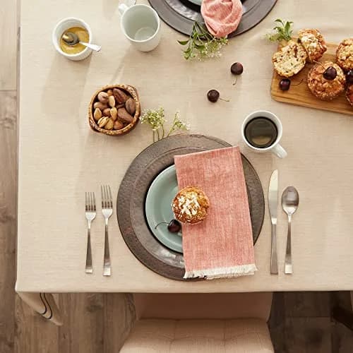 DII French Stripe Farmhouse Style Round Tablecloth 70" | Elegant Cotton Design for All Seasons thumbnail 4