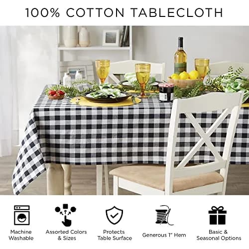DII French Stripe Farmhouse Style Round Tablecloth 70" | Elegant Cotton Design for All Seasons thumbnail 7