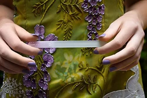 GERmanikure Glass Nail File & Cuticle Pusher Duo, White Nail File | Handcrafted Czech Glass for Natural & Acrylic Nails thumbnail 5