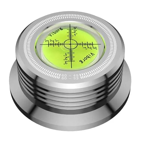 Viborg LP628S Turntable Record Weight Stabilizer 280g (9.9 oz) Silver | Vibration-Proof Vinyl Clamp with Bubble Level thumbnail 1